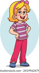 cartoon vector illustration of cute kids standing 