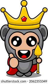 cartoon vector illustration of cute king gorilla animal mascot costume character