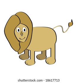 Cartoon vector illustration of a cute lion smiling