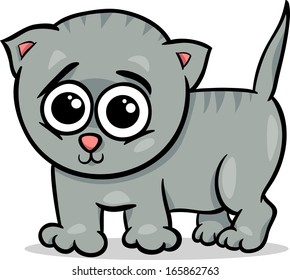 Cartoon Vector Illustration of Cute Little Baby Animal Cat or Kitten