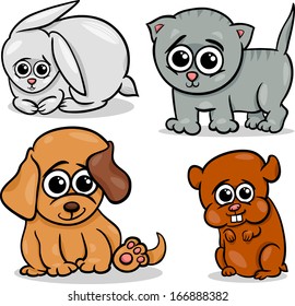 Cartoon Vector Illustration of Cute Little Baby Pets Animals Set