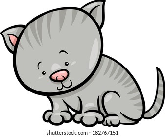Cartoon Vector Illustration of Cute Little Kitten