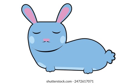 Cartoon vector or illustration of cute little rabbit blue color. on isolated white background for textured.