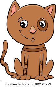 Cartoon Vector Illustration of Cute Little Kitten or Cat