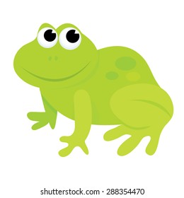 A cartoon vector illustration of a cute little green frog.