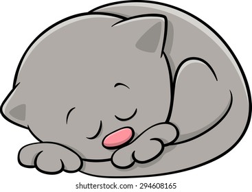 Cartoon Vector Illustration Cute Little Sleeping Stock Vector (Royalty ...