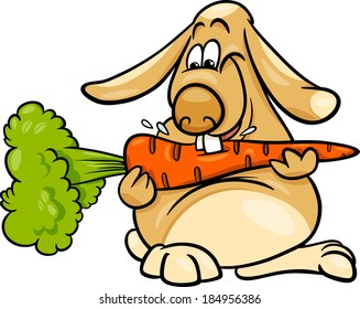 Cartoon Vector Illustration of Cute Lop Eared Rabbit with Carrot