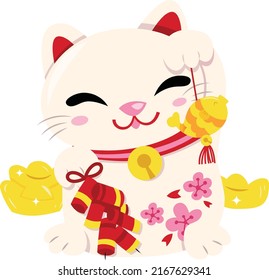 A cartoon vector illustration of a cute lucky cat.
