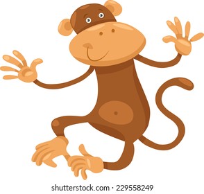 Cartoon Vector Illustration of Cute Monkey Primate Animal