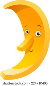 Cartoon Vector Illustration of Cute Moon Character Clip Art