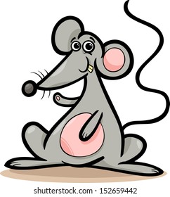 Cartoon Vector Illustration of Cute Mouse or Rat
