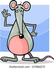 Cartoon Vector Illustration of Cute Mouse or Rat Rodent