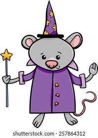 Cartoon Vector Illustration of Cute Mouse Wizard Fantasy Character