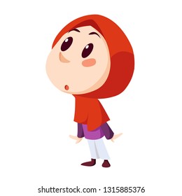 Cartoon vector illustration of cute muslim girl