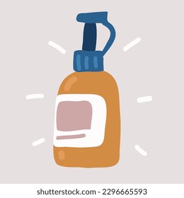 Cartoon vector illustration of Cute Mustard Yellow Sauce Bottle