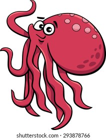 Cartoon Vector Illustration of Cute Octopus Sea Animal