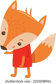 A cartoon vector illustration of a cute orange standing fox.