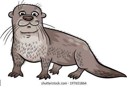 Cartoon Vector Illustration of Cute Otter Animal