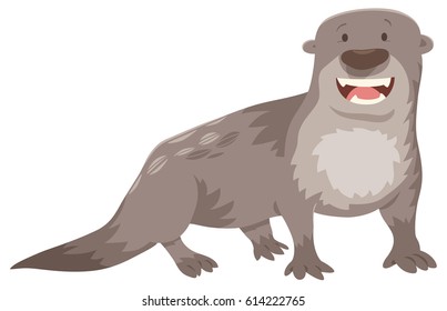 Cartoon Vector Illustration of Cute Otter Wild Animal Character