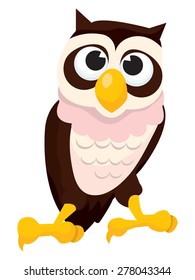 A cartoon vector illustration of a cute cartoon owl.