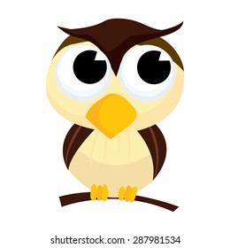 A cartoon vector illustration of a cute cartoon owl.