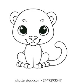 Cartoon vector illustration of cute panther coloring page