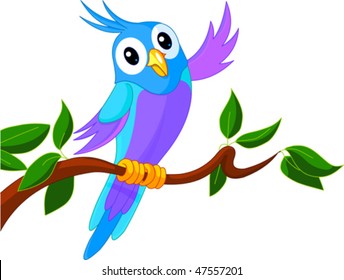 A cartoon vector illustration of a cute parrot.