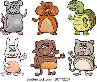 Cartoon Vector Illustration of Cute Pets Animals Characters