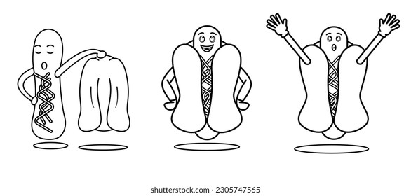Cartoon vector illustration of cute pizza characters. Suitable for coloring books