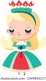 Dibujo vectorial de una linda princesa de dibujos animados