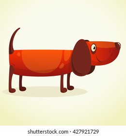 Cartoon Vector Illustration of Cute Purebred Dachshund Dog. Isolated on white background