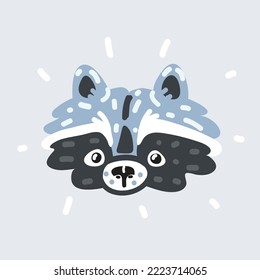 Cartoon vector illustration of cute raccoon face