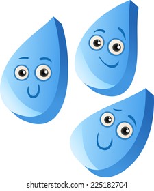 Cartoon Vector Illustration of Cute Rain Drops Character Clip Art