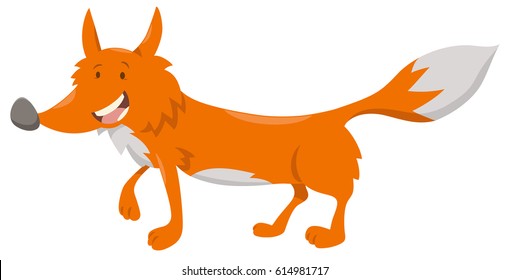 Cartoon Vector Illustration of Cute Red Fox Animal Character