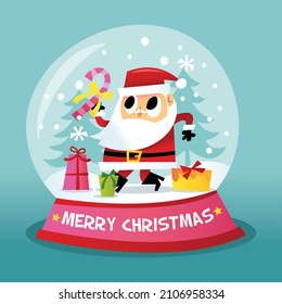 Dibujo vectorial de la tierna nieve retro santa.