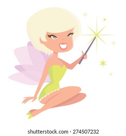 A cartoon vector illustration of a cute retro pixie pinup girl.