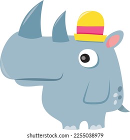 A cartoon vector illustration of a cute rhino.