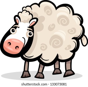 Cartoon Vector Illustration of Cute Sheep Farm Animal