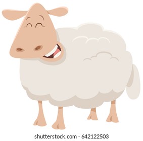 Cartoon Vector Illustration of Cute Sheep Animal Character