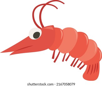 A cartoon vector illustration of a cute shrimp.