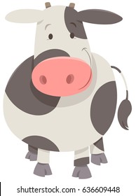 Cartoon Vector Illustration of Cute Spotted Cow or Calf Farm Animal