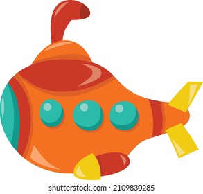 A cartoon vector illustration of cute submarine.