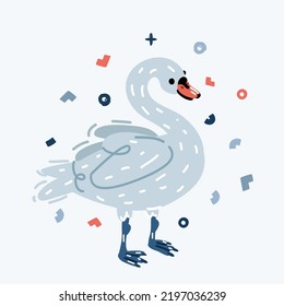 Cartoon vector illustration of Cute swan