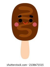 Cartoon vector illustration, cute sweet character, Cakesicle on a stick with a cute face