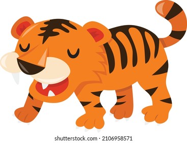 A cartoon vector illustration of cute tiger.