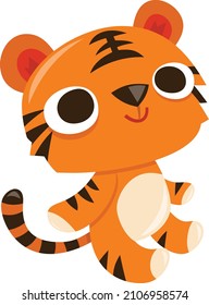 A cartoon vector illustration of cute tiger.