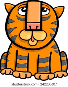 Cartoon Vector Illustration of Cute Tiger Wild Cat Animal