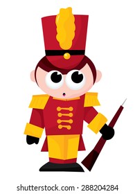 A cartoon vector illustration of a cute toy soldier.