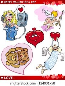 Cartoon Vector Illustration of Cute Valentine's Day and Love Themes Collection Set