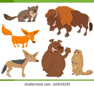 Cartoon Vector Illustration of Cute Wild Animal Characters Set